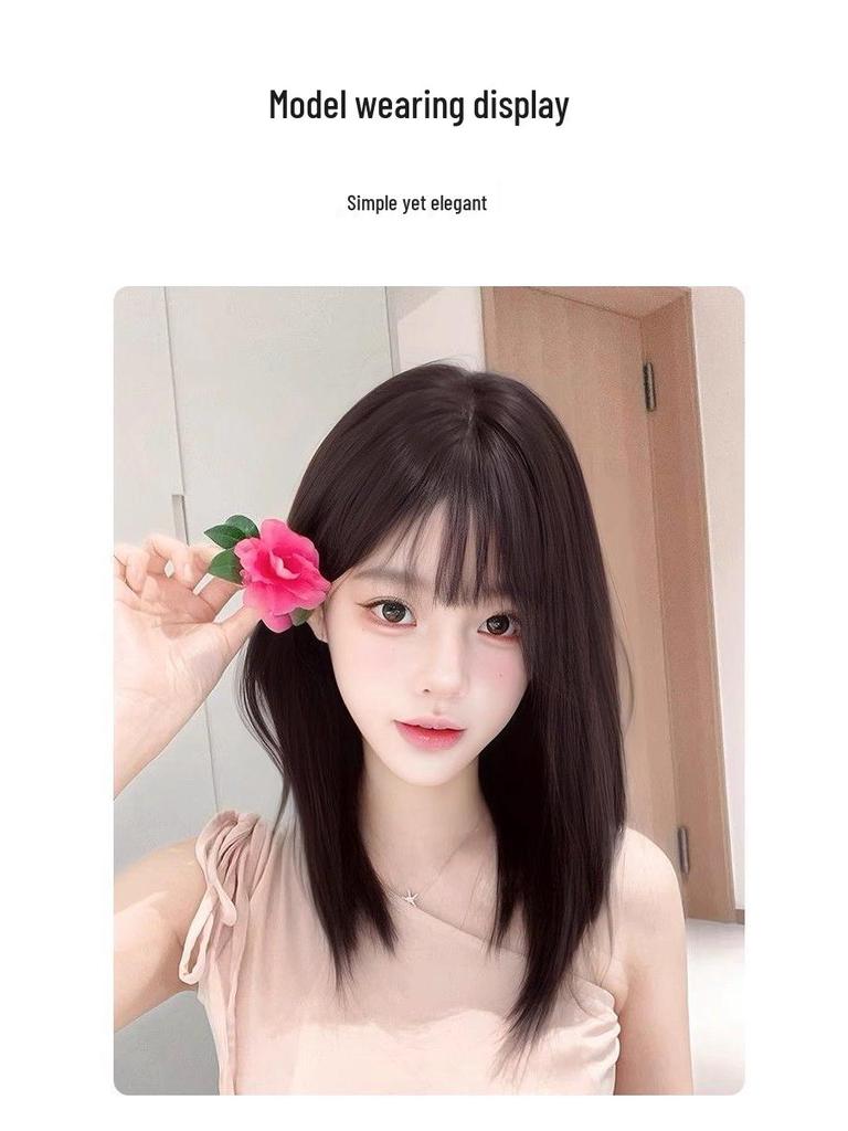 Women's Lolita Bob Wig Inspired by Jang Won-young - Medium Length Comic Bangs, Age-Reducing Style