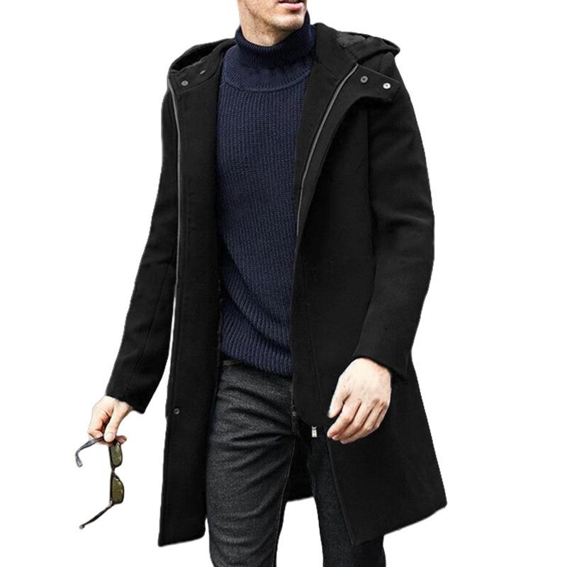 European version of the new large-size woolen coat men's casual coat medium and long double-breasted