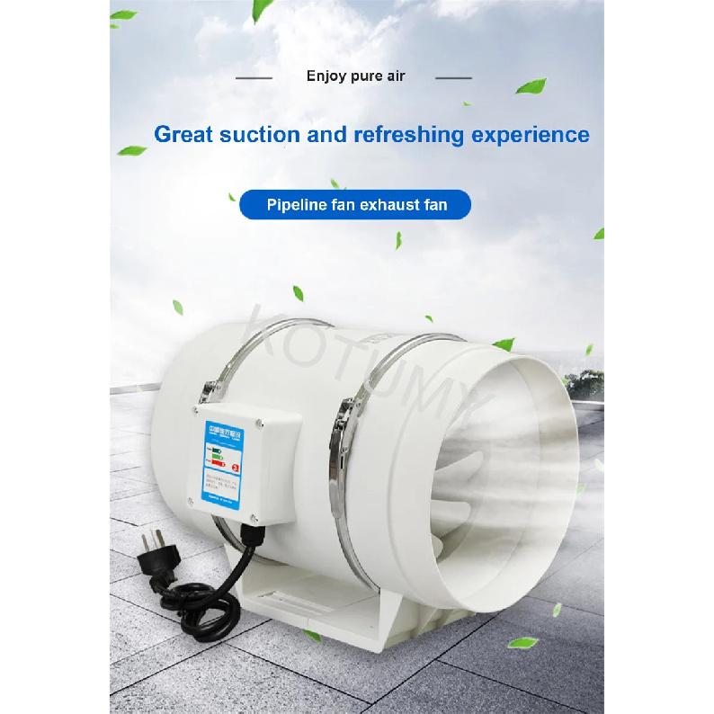 3/4/5/6/8 Inch Exhaust Fans Home Inline Pipe Duct Extractor Ventilation Kitchen Toilet Air Clean Ventilator Diagonal Flow Fan