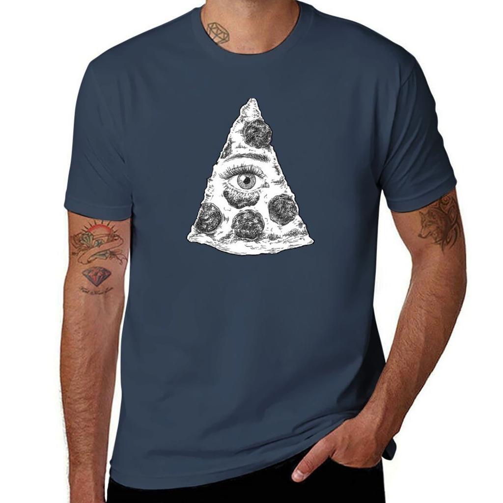 Pizzanati Pizza Illuminati Tshirt Large Size Casual Short Sleeve Top Tshirt