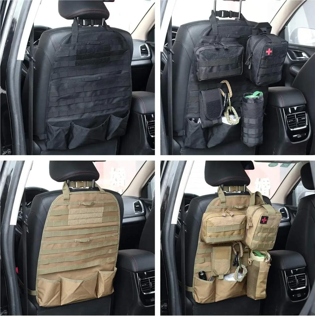 Universal Car Seat Back Organizer Tactical Molle Car Seat Organizer Storage Bag Self-driving Hunting Seat Cover Bag Accessories