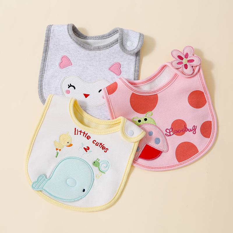 Three layer children's and baby bibs, U-shaped bibs, newborn saliva wipes, food saliva wipes, three piece set
