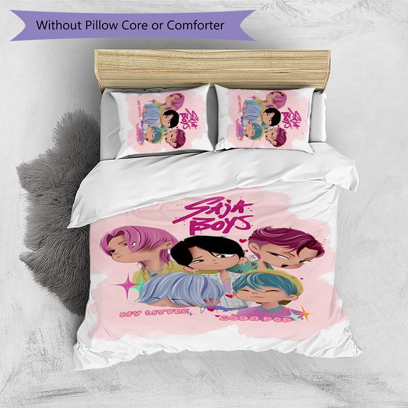 Kpop Demon Hunters Pattern Printed 3PCS Bedding Set, Soft Skin-Friendly Washable Duvet Cover & Pillowcases Set