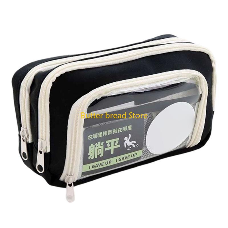 

W89C High Capacity Pen Case Marker Organizers Bag Large Pen Pouches for School Office синий