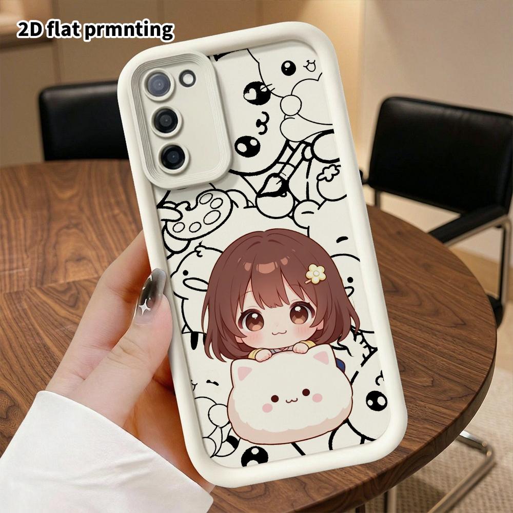 Phone case: 2D flat, suitable for Samsung Galaxy A34 A35 M05 M06 S20 S22 S21 FE Plus 5G protective case, brown short hair, perfect Christmas and Hallo