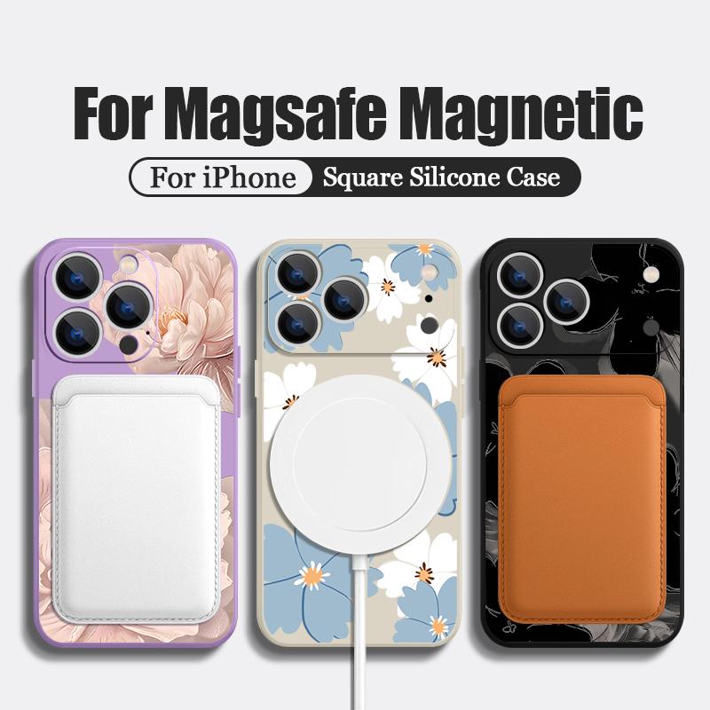 For iPhone 17 Pro Max Case Cartoon Daisies Flowers Pattern Magnetic For Magsafe Soft Cover For iPhone 16 15 14 13 Pro Max 17E 16E