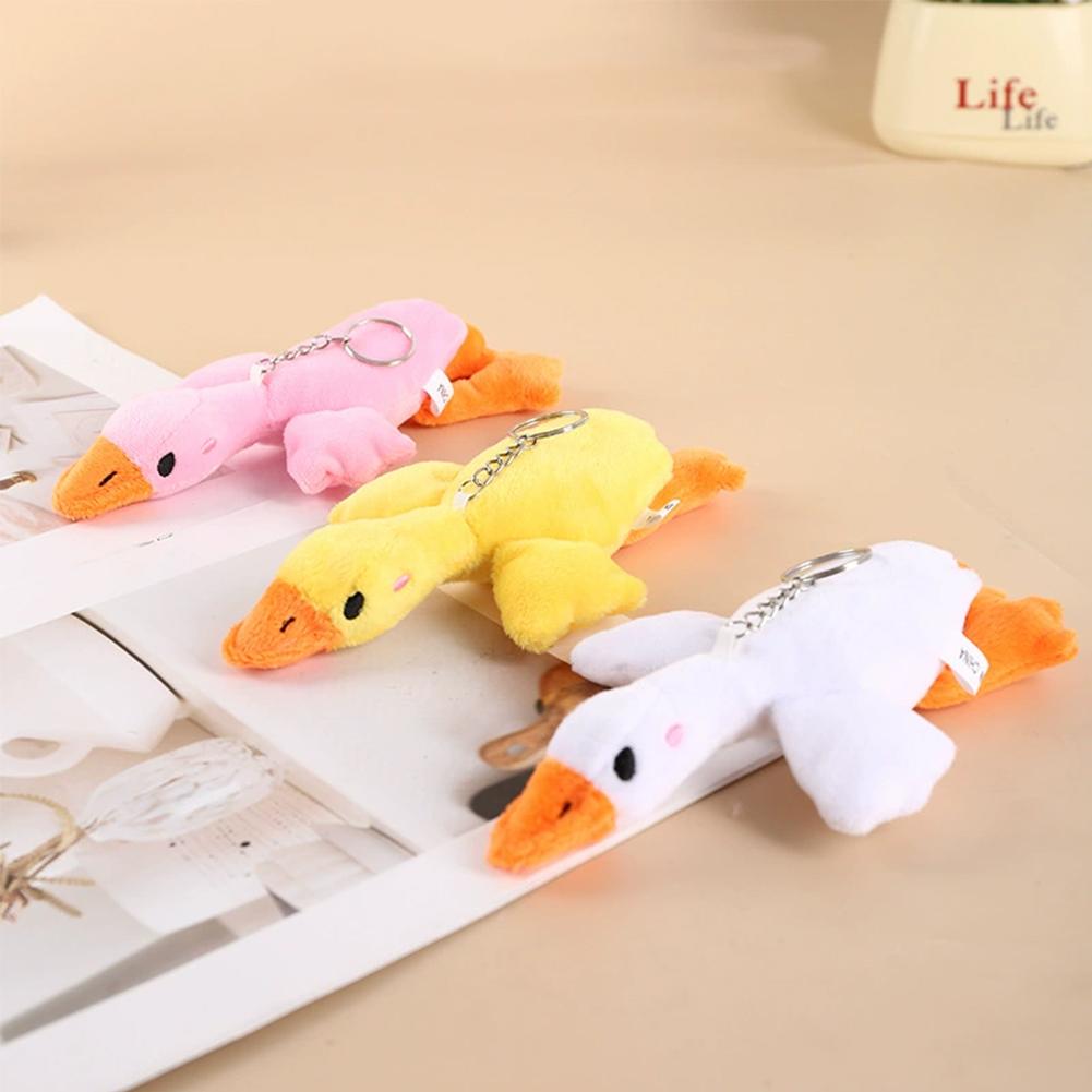1PC Cute Duck Goose Plush Keychain Soft Stuffed Animal Pendant Fluffy White Goose Toy Kids Birthday Gift Keyring