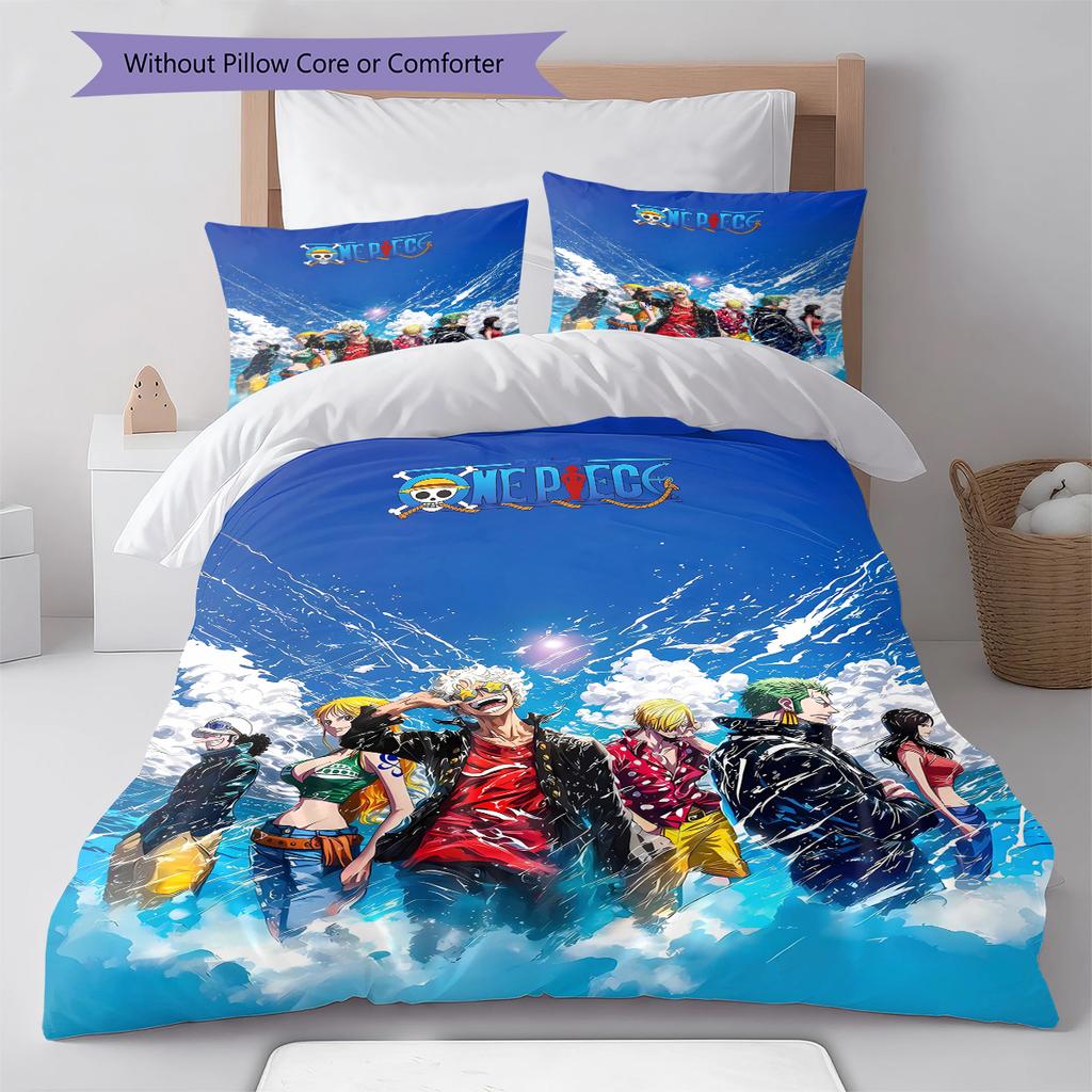 Luffy Pattern Bedding Quilt Set Quilt Cover Pillowcase Home Decoration Gift (1 * duvet cover + 2 * pillowcase, without core)