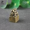 Pure Copper Lion Seal Ornament Lucky Feng Shui Decorations Crafts Bronze Animal Miniature Figurine Home Office Decor Accessories