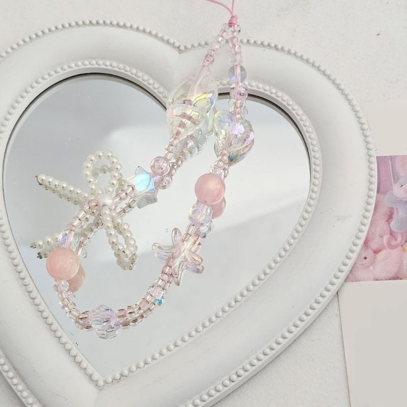 Women Girls Cellphone Pendant Mobilephone Hanging Cord Elegant Handmade Beaded Telephone Strap Jewelry Fashion Accessory