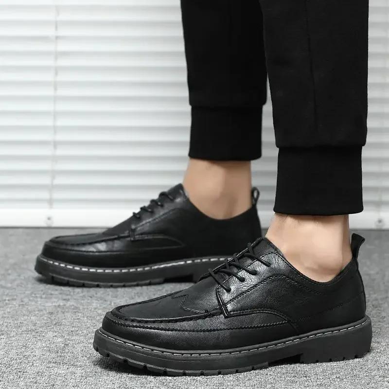 Fashion Round Toe Formal Leather Brogue Shoes for Men Business Dress Social Legitimate Designer Luxury Sale 2024 Trend Man Casual Shoe