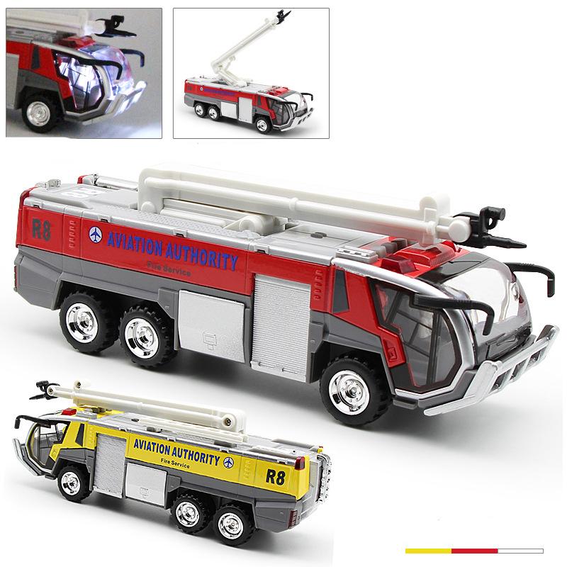 1/32 lotniskowe wozy strażackie dla chłopców, wóz strażacki zabawki Diecast silnik wozu strażackiego Pullback zabawka cierna pojazd inżynieryjny Model wozu strażackiego