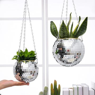 Boule disco fleur suspendue panier suspendu créatif, pot de plantation de plantes, décoration de jardin