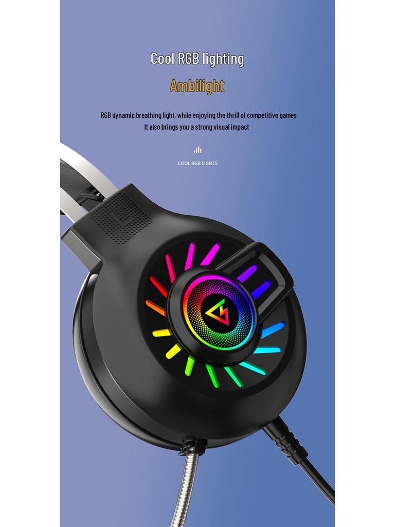 H300 RGB Luminous On-Ear Headphones - Heavy Bass Gaming Headset for E-Sports and 'Chicken Dinner' Wins.