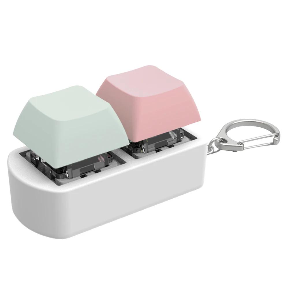 Keyboard Fidget Toy Fidget Clicker 2 Keys Stress Relief Button Key Switch Keychain Shaft Tester Relief Stress Gifts for Adults