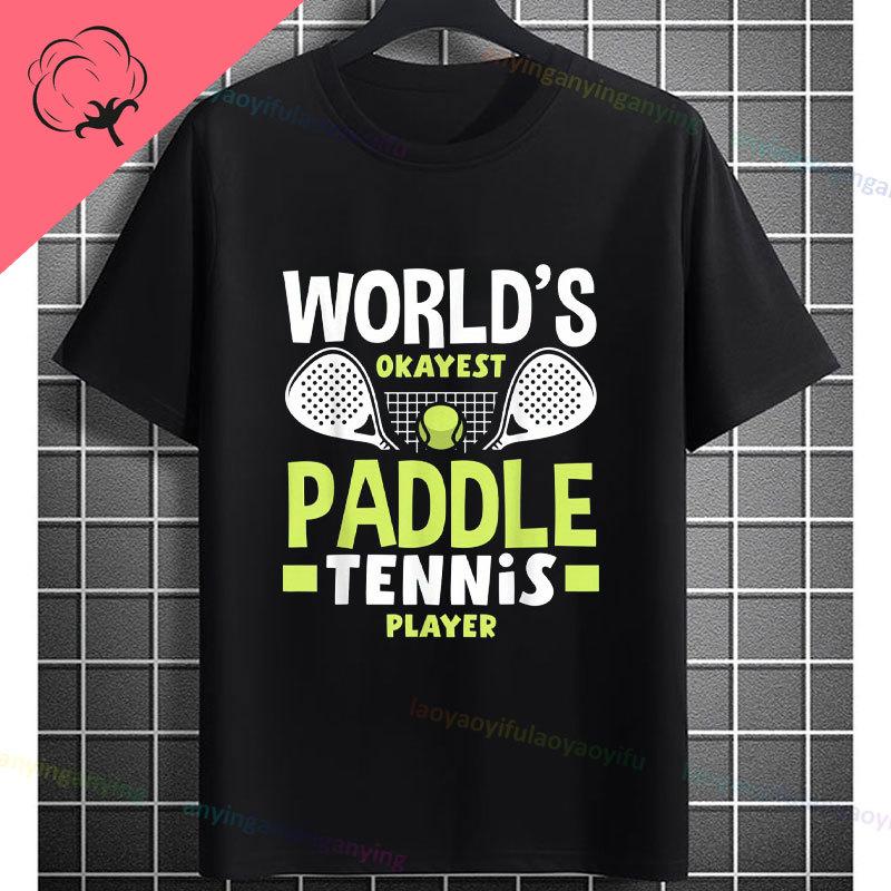 Unisex Funny Padel Tennis Graphic TShirt Black with White Padel Racket Ball Design Pure Cotton Casual Short Sleeve Tshirt