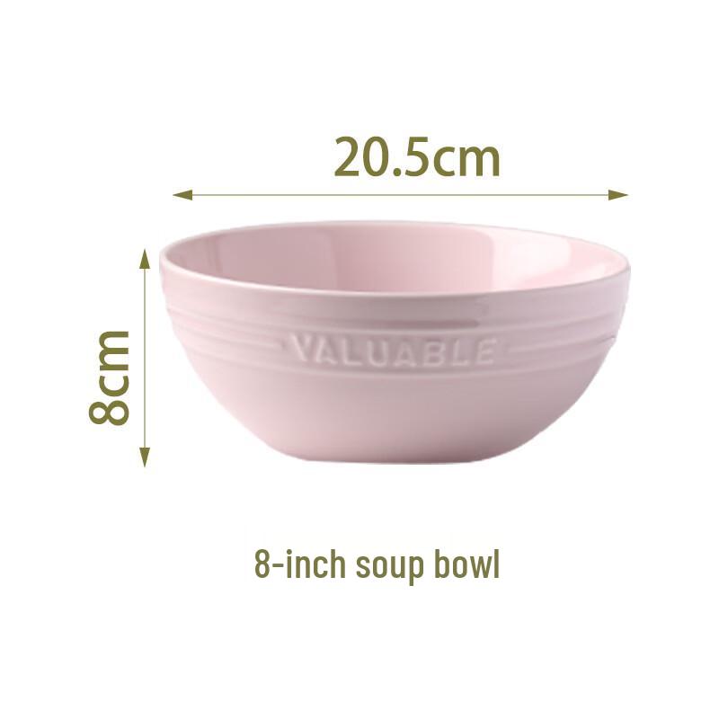 Ru Han Cherry Blossom Pink Ceramic Soup Bowl 8 inches