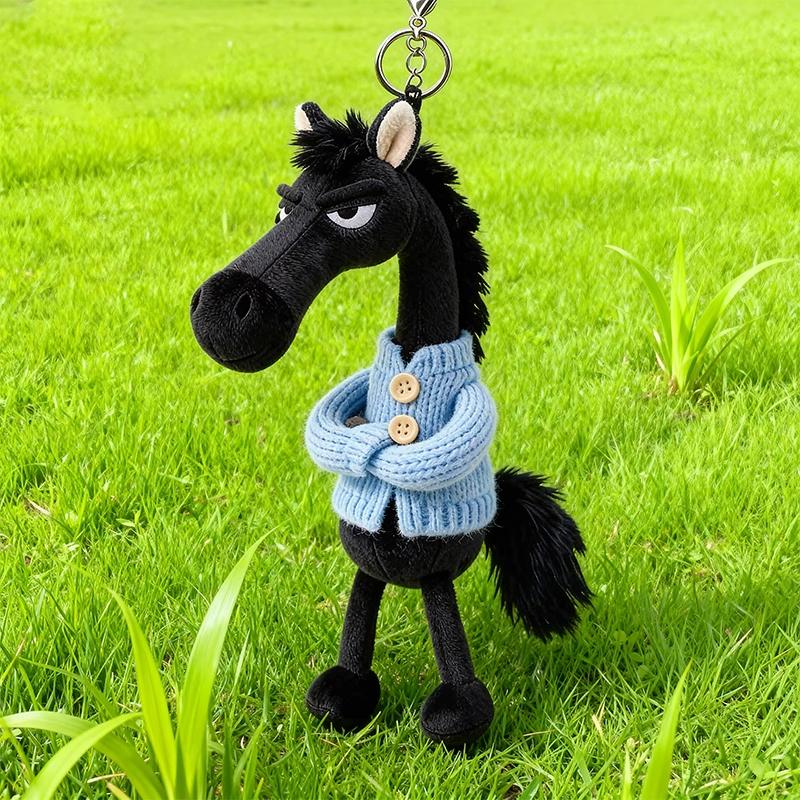 Tianxuan Black Horse Plush Toy Bag Charm Keychain Doll Clothes Doll Children'S Toy