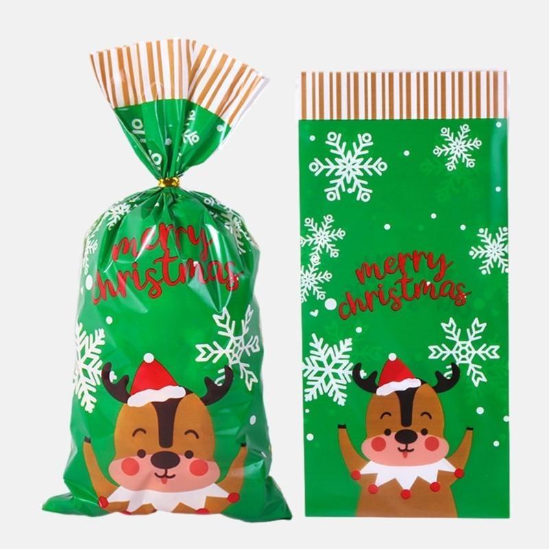 Pack of 50pcs Holiday Treat Bags Christmas Candy Bags Organizers for Gift Wraps