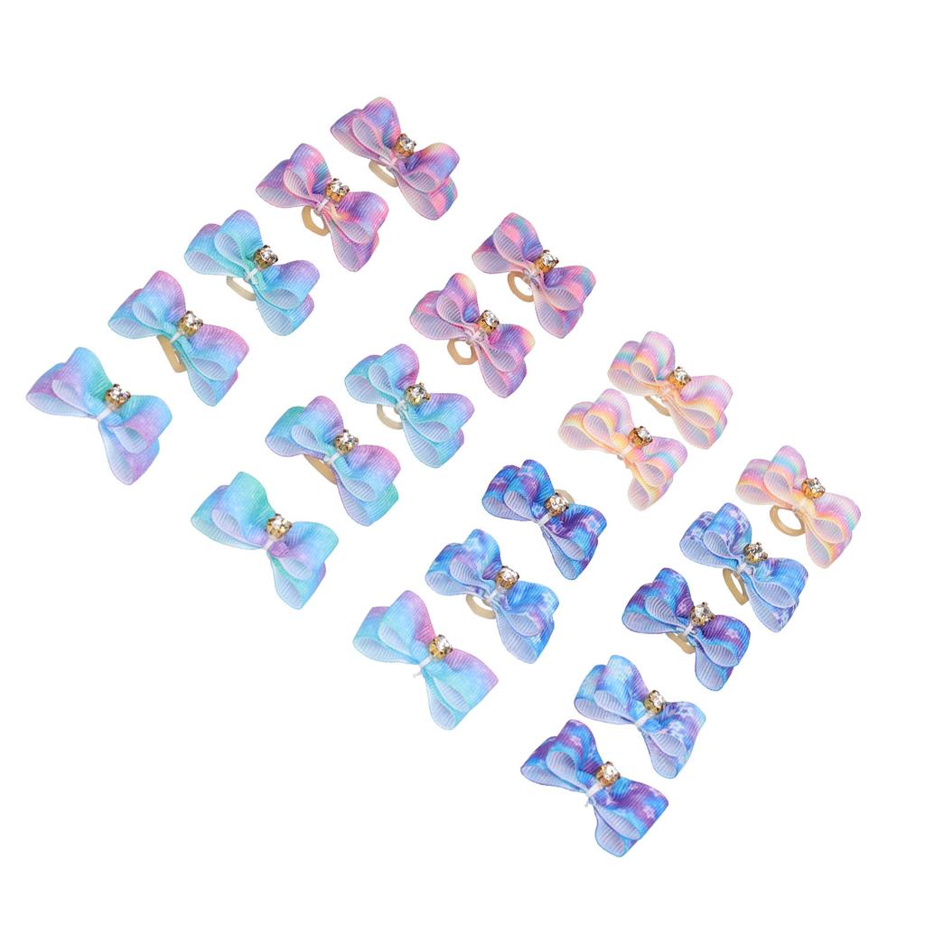 Pet Bowknot Hair Rope Starry Sky Bow Rubber Bands Pet Grooming Headwear for Little Pet Rabbit