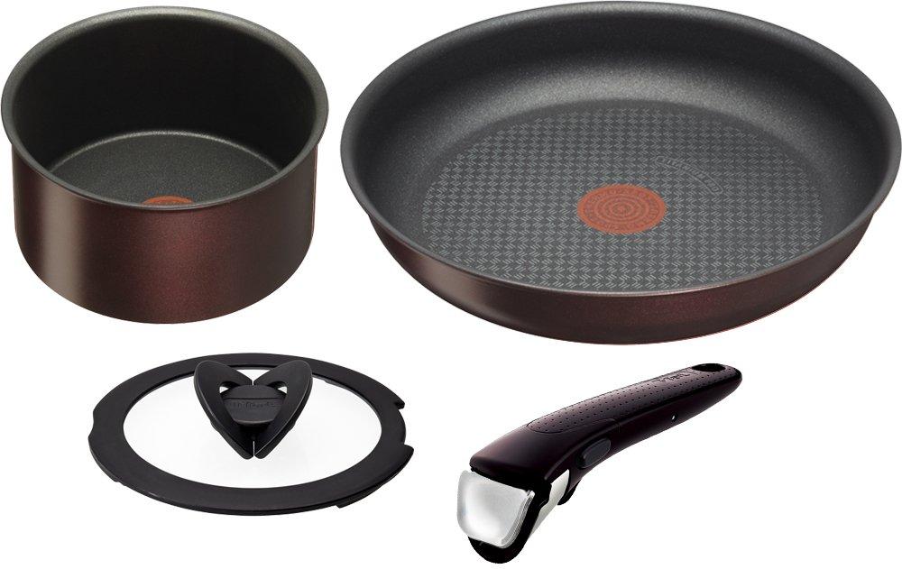 

Набор кастрюль и сковородок Tefal IH розово-коричневый, набор 4 со съемной ручкой L32693 Ingenio Neo