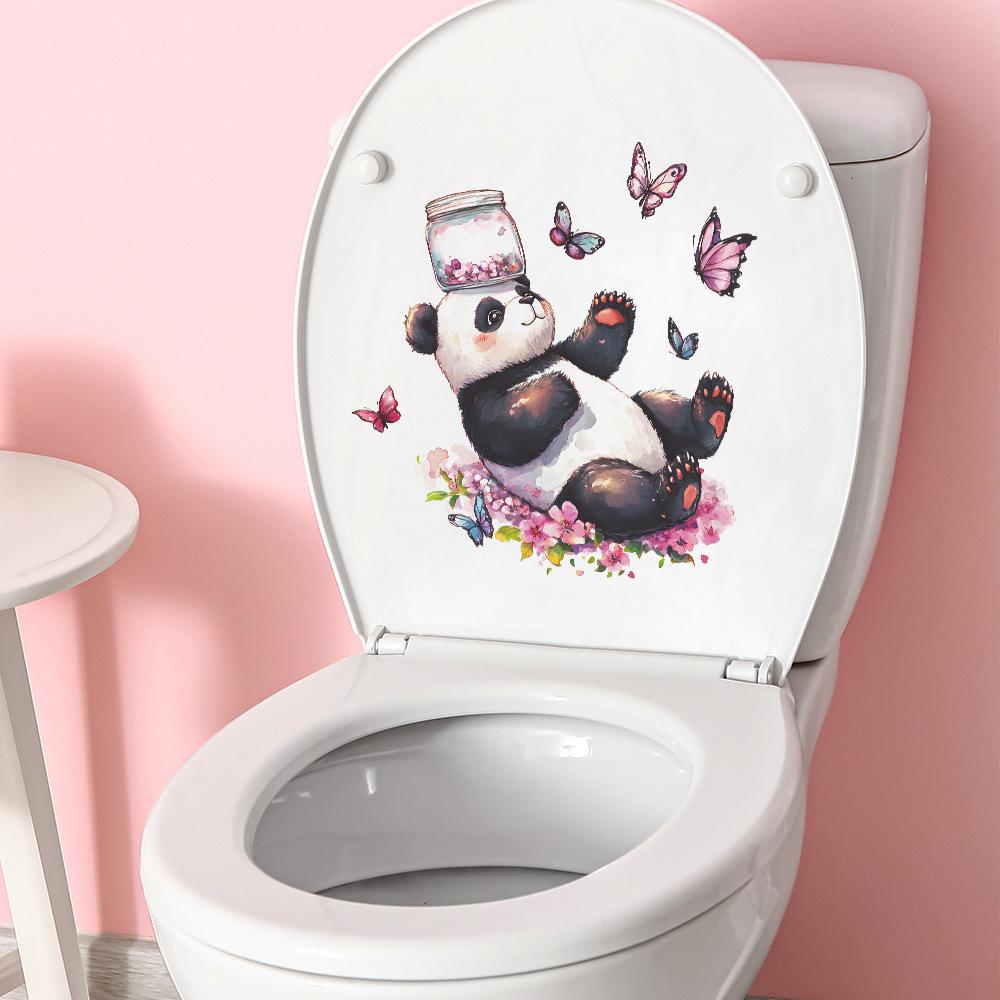 Cartoon Painted Panda Flower Butterfly Bathroom Toilet and Home Decoration Stickers