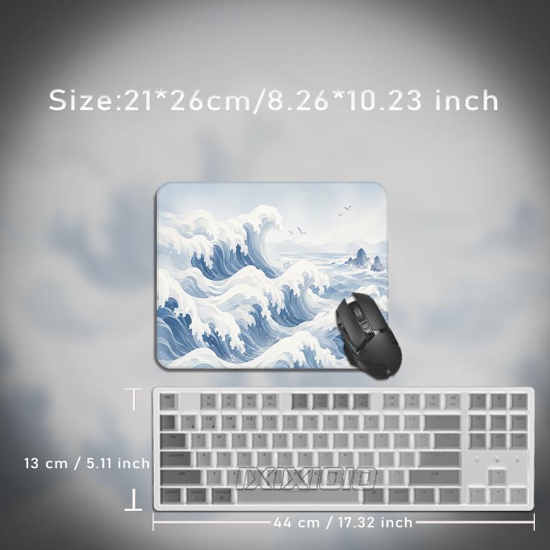 Mouse Pad Blue White Ocean Waves Printon Demand HD Large Computer Mousepad XXL Mouse Mat Non-Slip Natural Rubber Soft Mouse Mats