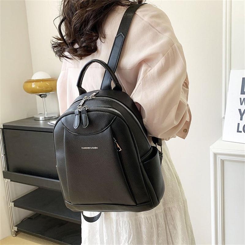 IELGY Women's All-match Korean Style Fashion Large-capacity Casual Lychee Pattern Backpack