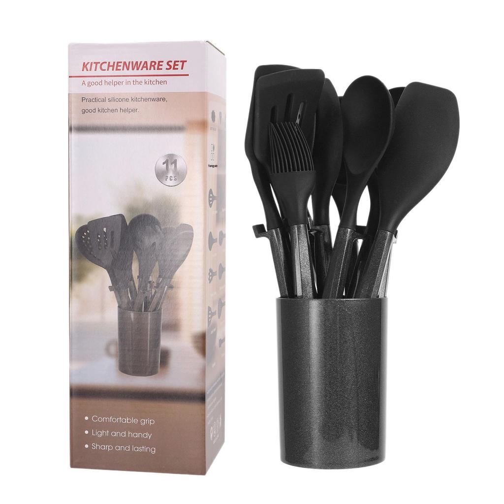 11-Piece Non-Stick Silicone Kitchen Utensil Set: Spatula, Soup Ladle, and Cookware