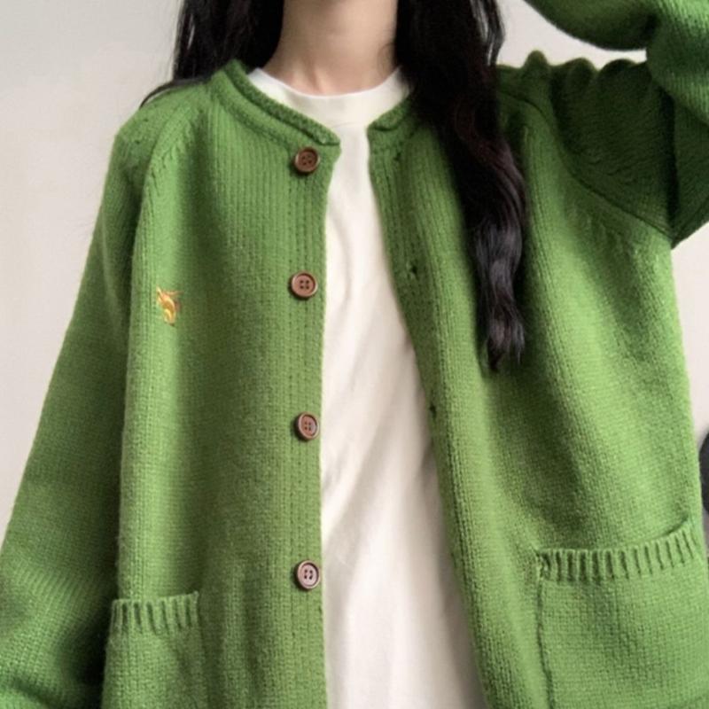 Cardigan Pulover Tricotat Brodat Dulce Franțuzesc pentru Femei Îmbrăcăminte de Primăvară Stil Leneș Larg Top la Modă Îmbrăcăminte Exterioară