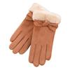 Women's Suede Velvet Bowknot Touchscreen Gloves - Warm & Cozy for Autumn/Winter