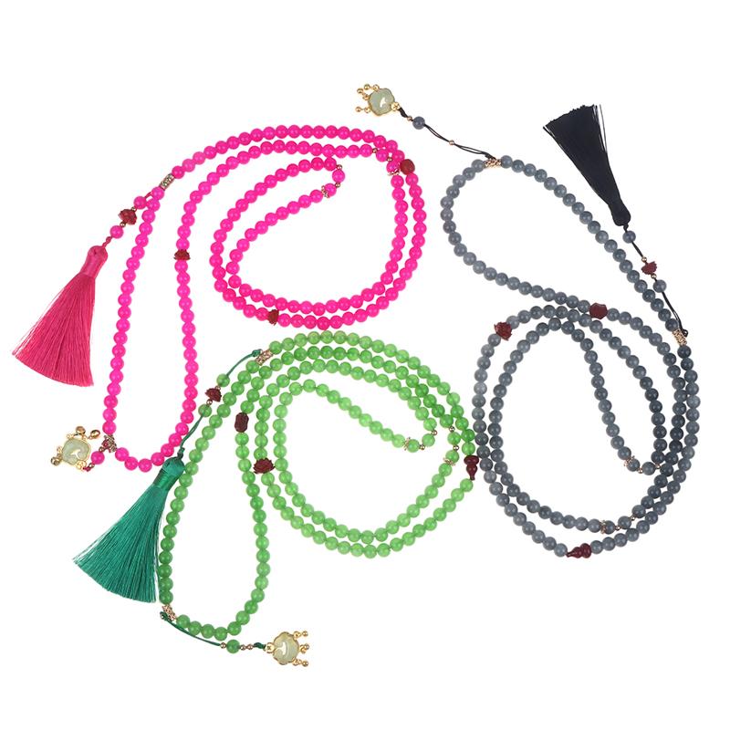 Fresh Ancient-Style Peace Buckle Necklace,New Tassel Beaded Long Crossbody Chain,Retro Jewelry For Women, Daily Accessory