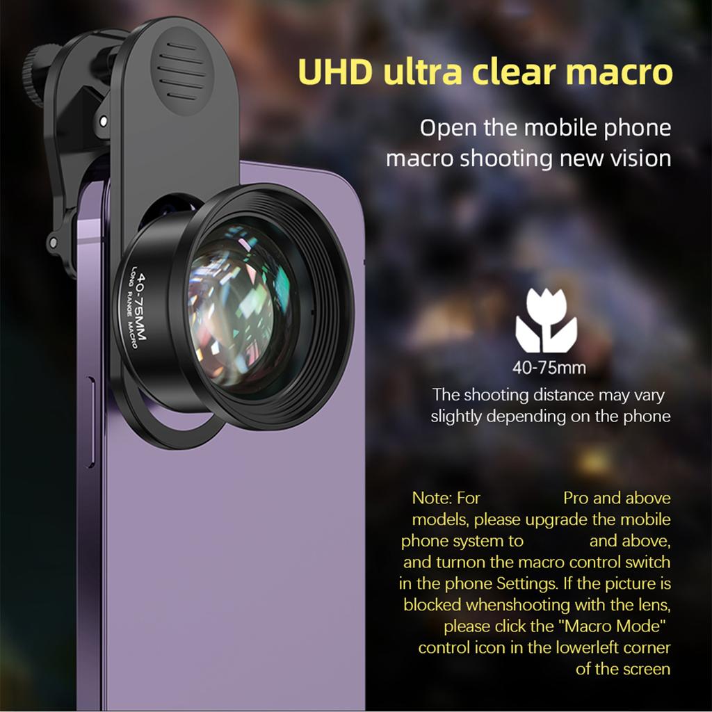 10X Universal Smartphone Macro Lens 4K Ultra High Definition Phone Camera Lens with Phone Clip Compatible with Android