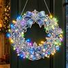 Funkelndes Edelstein Bastelset DIY Acryl Weihnachten Kunstperlen Aufhänge-Set, Beleuchteter Kranz 3D Perlen-Sets für Erwachsene Set mit LED-Lichterkette