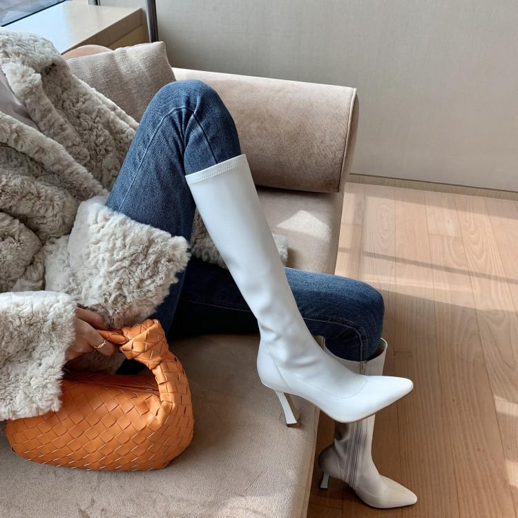 

Корейские остроносые высокие трубчатые маленькие эластичные сапоги на очень высоком каблуке рыцарские сапоги, но с тонким коленом сапоги женские 40