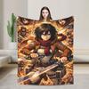 Anime Attack On Titan Blankets  Camping Flannel Throw Blanket For Outdoor Soft Custom Quality Bedspread Gift