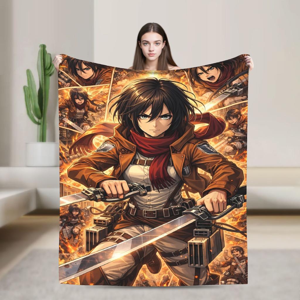 Anime Attack On Titan Blankets Camping Flannel Throw Blanket For Outdoor Soft Custom Quality Bedspread Gift