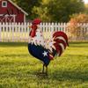 Colorful Garden Rooster Metal Statues, Waterproof Chicken Sculpture, Star Pattern Yard Decor Deco Outdoor Ornament for Patio Lawn Backyard Decorative