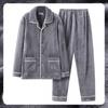 Herren Korallfleece Pyjama Langarm Verdickter Flanell Hauskleidungsset Herbst Winter Warm Locker Geschnitten Nachtwäsche Ensemble