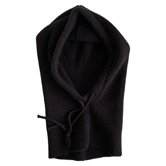 Scarf Hat Solid Color Adjustable Straps Winter Knitted Hat Head Neck Ear Protection Cold Weather Accessories