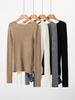 Women's 18-Gauge Pure Wool Yangzi Yarn One-Shoulder Herringbone Knit Top, Perfect for Spring and Autumn, Elegant and Versatile.