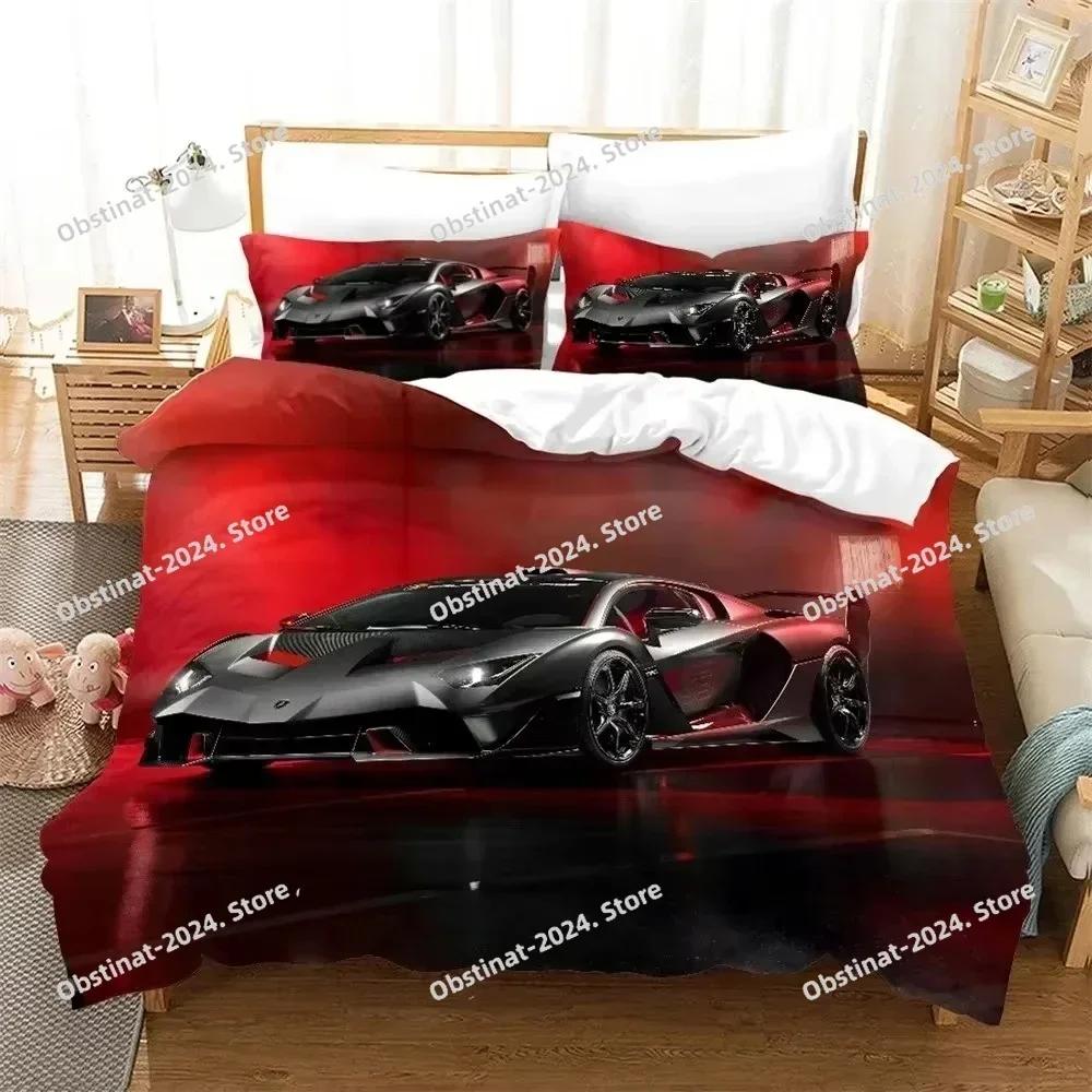 Autos Fahrzeuge Bettwäscheset Jungen Schlafzimmer Dekor Bettbezug Kissenbezug Autos Rennsport Druck Bettwäsche Set King Queen für Erwachsene