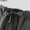 INCERUN Men Drawstring Belt Waist Striped Casual Drop-crotch Pants Long Trousers