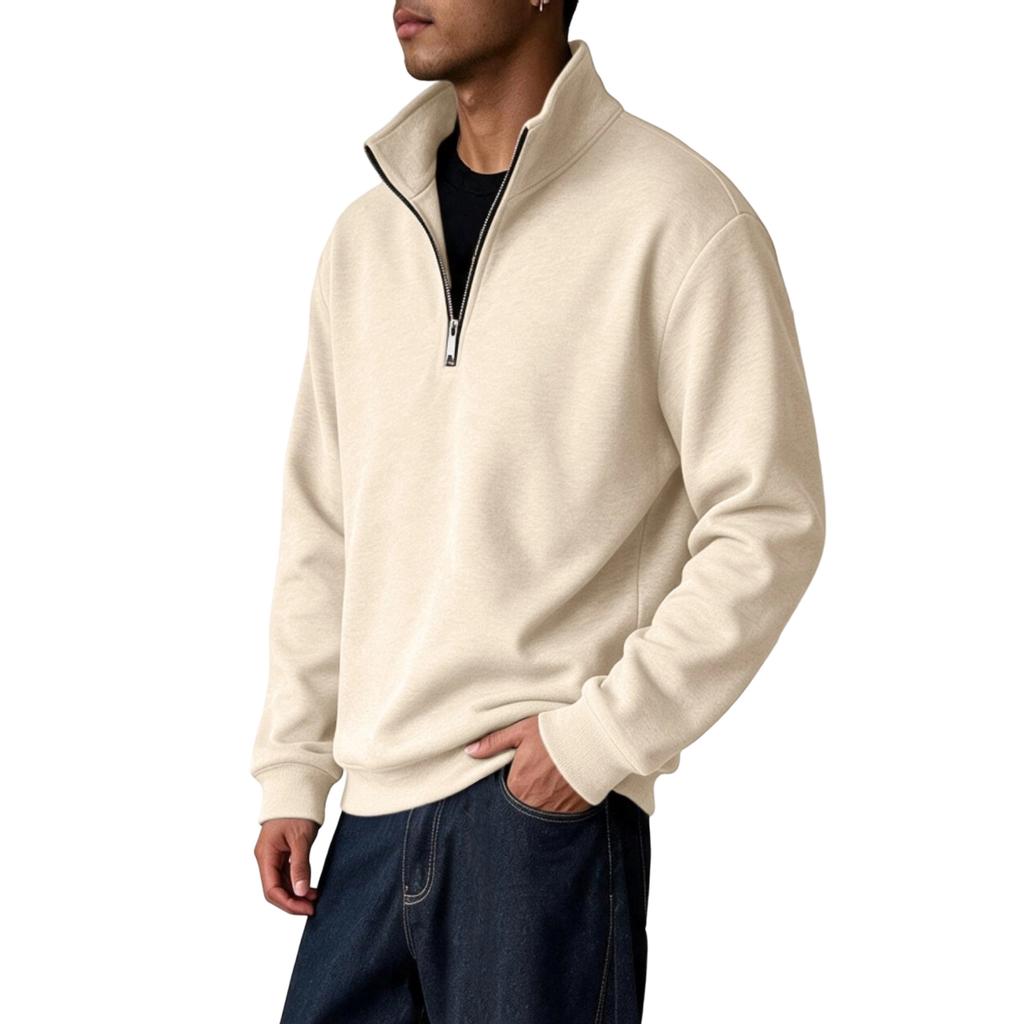 Men's Color Half Zip Sweatshirt with Stand Collar Long Sleeve Lightweight Casual Athletic Top