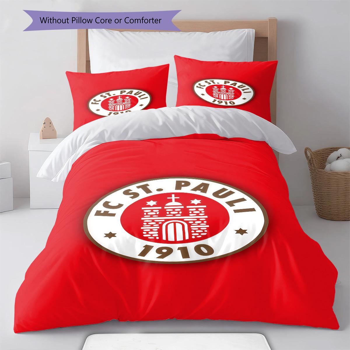 St. Pauli Club Bettwäsche Steppbett Set Bettbezug Kissenbezug Heimdekoration Geburtstagsgeschenk (1 Bettbezug + 2 Kissenbezüge, ohne Füllung) 135x200cm