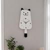 Pendulum Wall Clock Decoration Adorable Cat with Wagging Tail Fun Silent Acrylic for Office