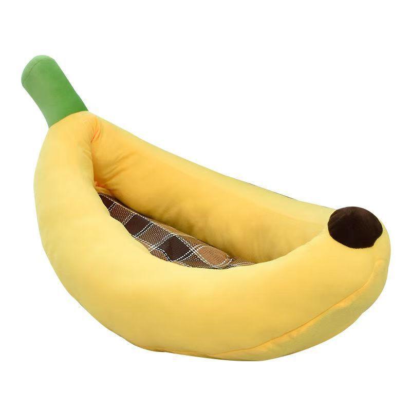 Banaanvormig Huisdierbed Katten Honden Wasbaar Pluche Slaapnest Alle Seizoenen Comfortabele Loungebank Klein Tot Extra Groot