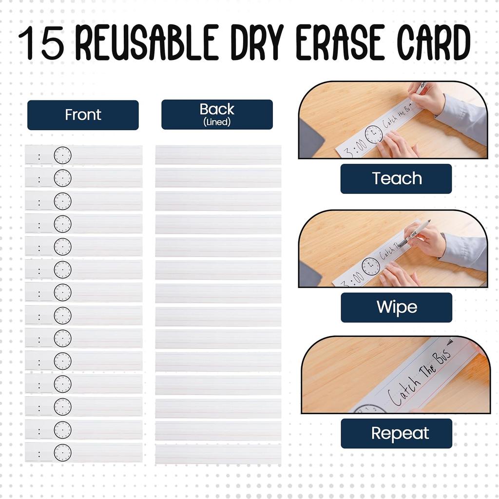 Essex Wares - 13 Pocket Daily Schedule Pocket Chart, Ultra-Durable Visual Schedule for Kids - Easy to Use, Reble Daily Schedule for Kids - Reversible