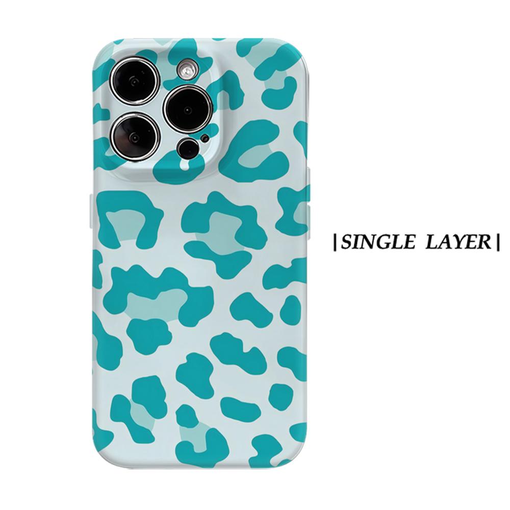 

Teal Leopard Phone Case for IPhone 17AIR 16E 16 15 14 13 12 11 17 Pro Max Plus Double-layer Back Cover IPHONE16