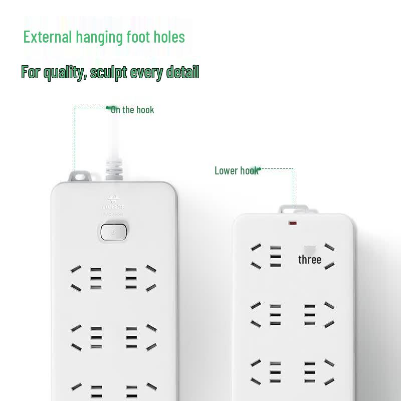 BULL 10-Outlet Overload Protection Power Strip CN Plug (adapter Included)